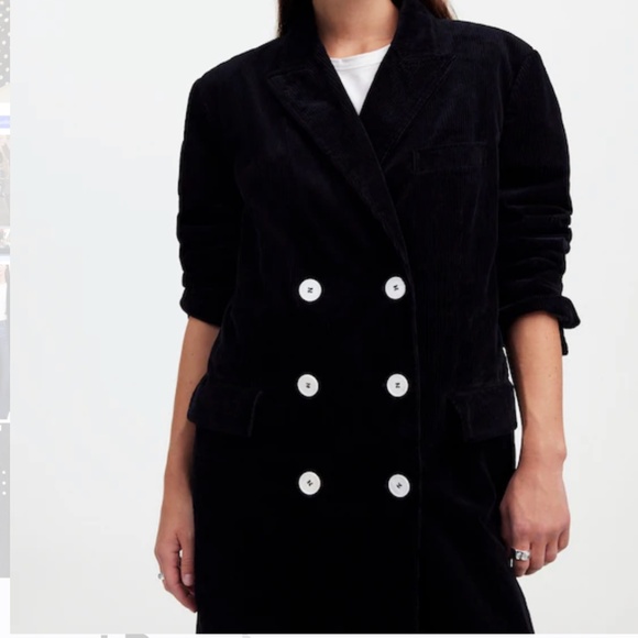 BRAND NEW Alexa Chung for Madewell Black Corduroy Oversized Long Coat  in Size 2 - Picture 5 of 9